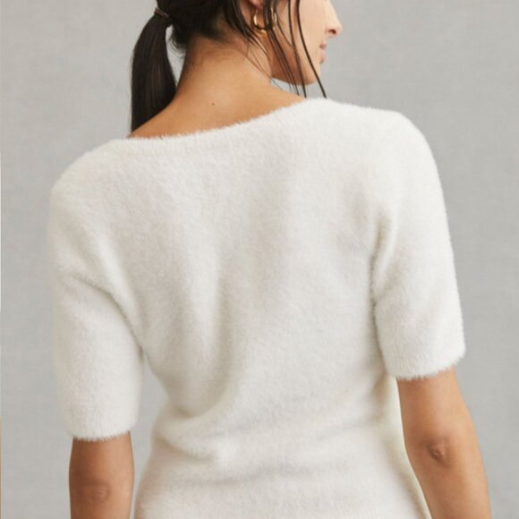 Like New, Eyelash Sweater Tee, White, L - Picture 2 of 5